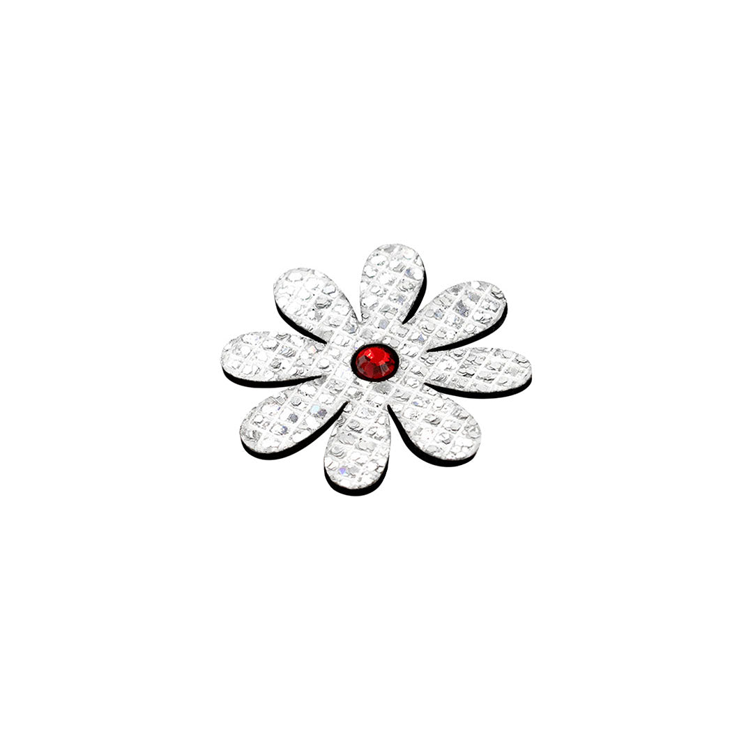 10 Unidades Decoración Flor Plateada Strass Rojo Microlentejuelas BY DELUXE Chile
