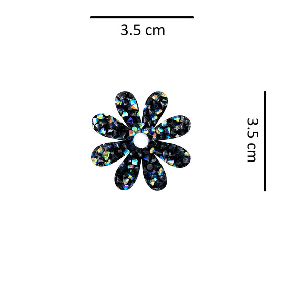 5 Unidades Decoración Flor Pequeña Negra Tornasol Cristales