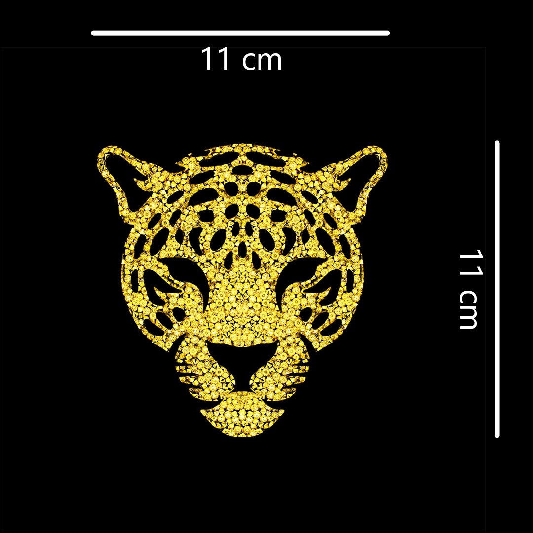 Decoración Leopardo Dorado Mediano Cristales