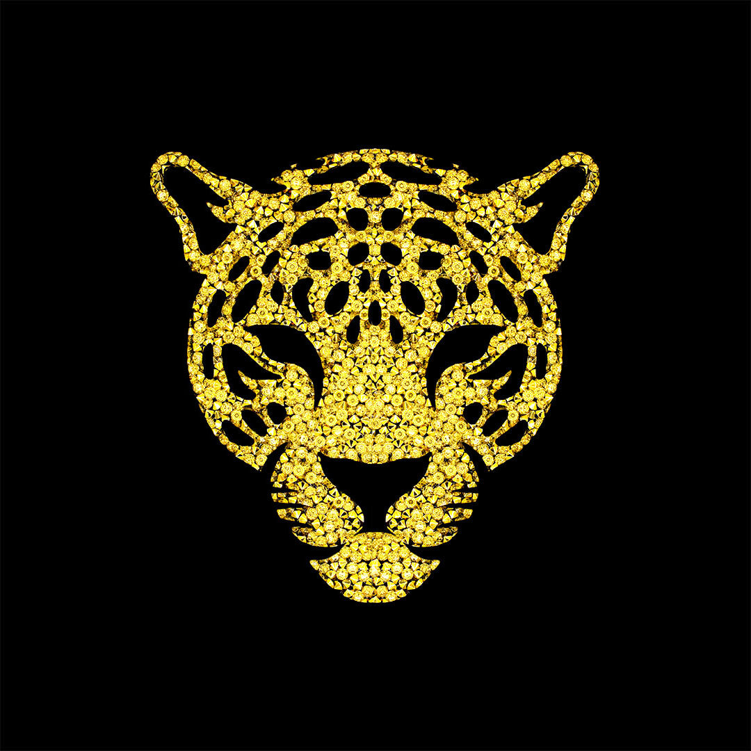 Decoración Leopardo Dorado Mediano Cristales