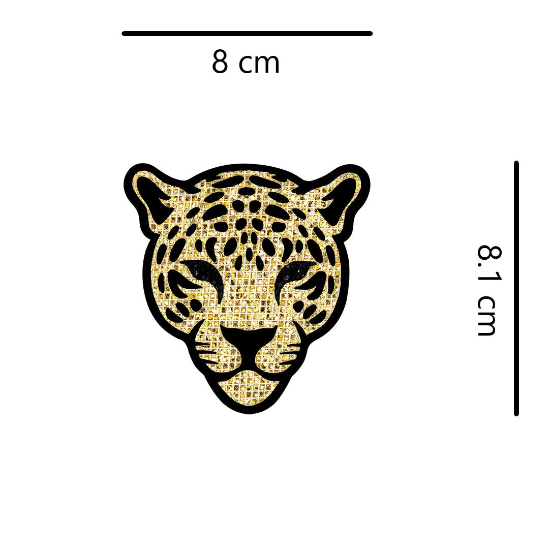 5 Unidades Parche Leopardo Dorado Pequeño Microlentejuelas BY DELUXE Chile