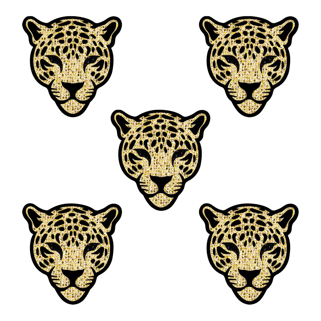 5 Unidades Parche Leopardo Dorado Pequeño Microlentejuelas BY DELUXE Chile