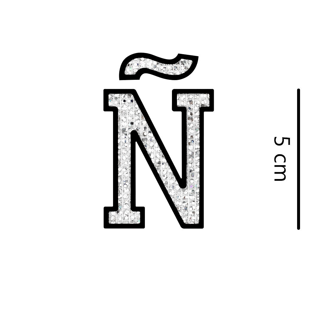 Parche Letra Abecedario Plateada Microlentejuelas BY DELUXE Chile