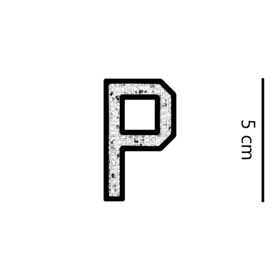 Parche Letra Abecedario Plateada Microlentejuelas BY DELUXE Chile