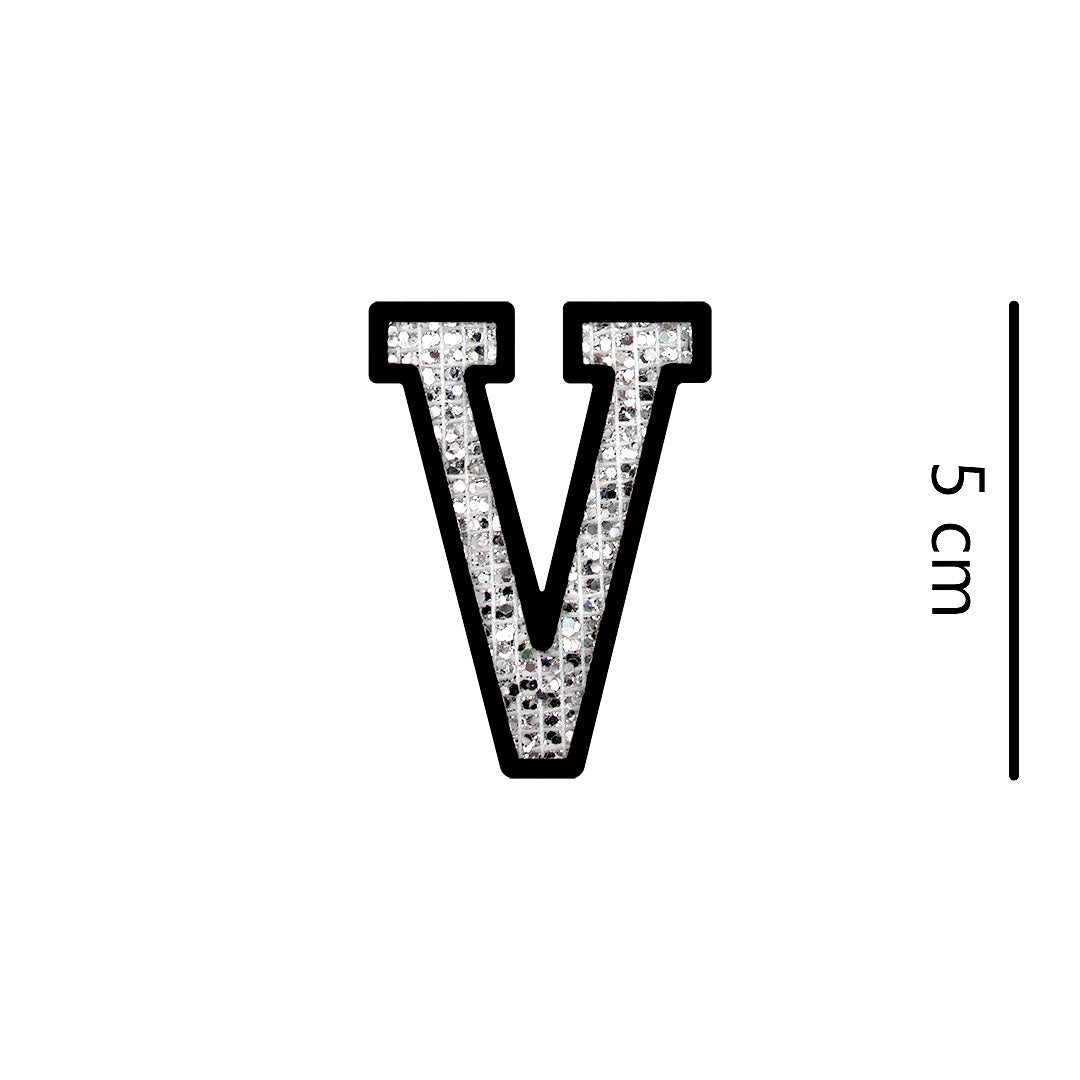 Parche Letra Abecedario Plateada Microlentejuelas BY DELUXE Chile