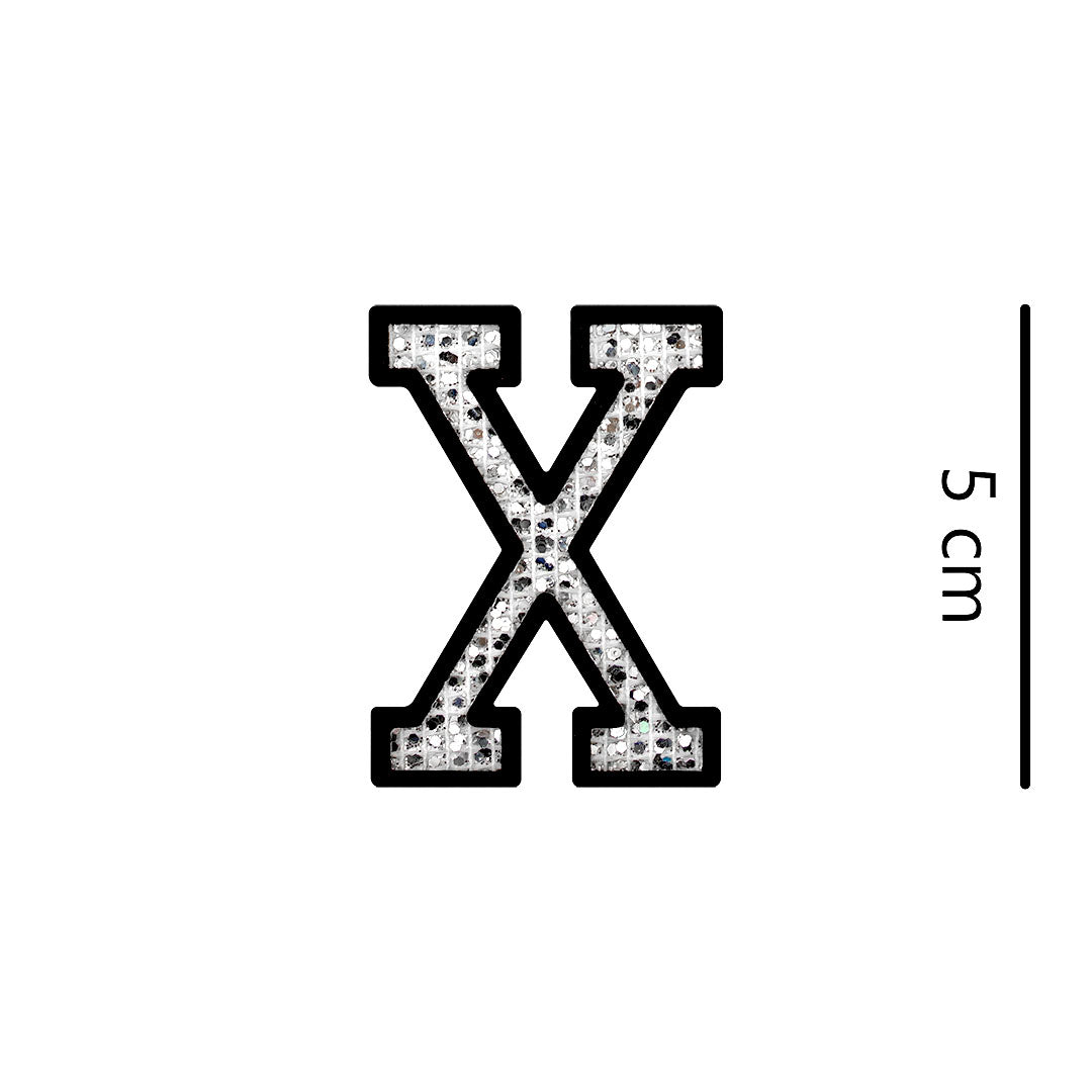 Parche Letra Abecedario Plateada Microlentejuelas BY DELUXE Chile