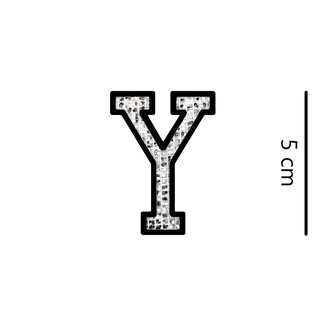 Parche Letra Abecedario Plateada Microlentejuelas BY DELUXE Chile