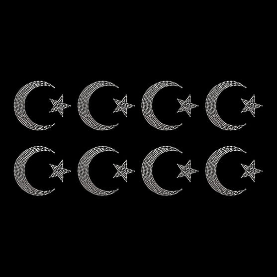 Plantilla 8 Unidades Aplique Luna Estrella Strass