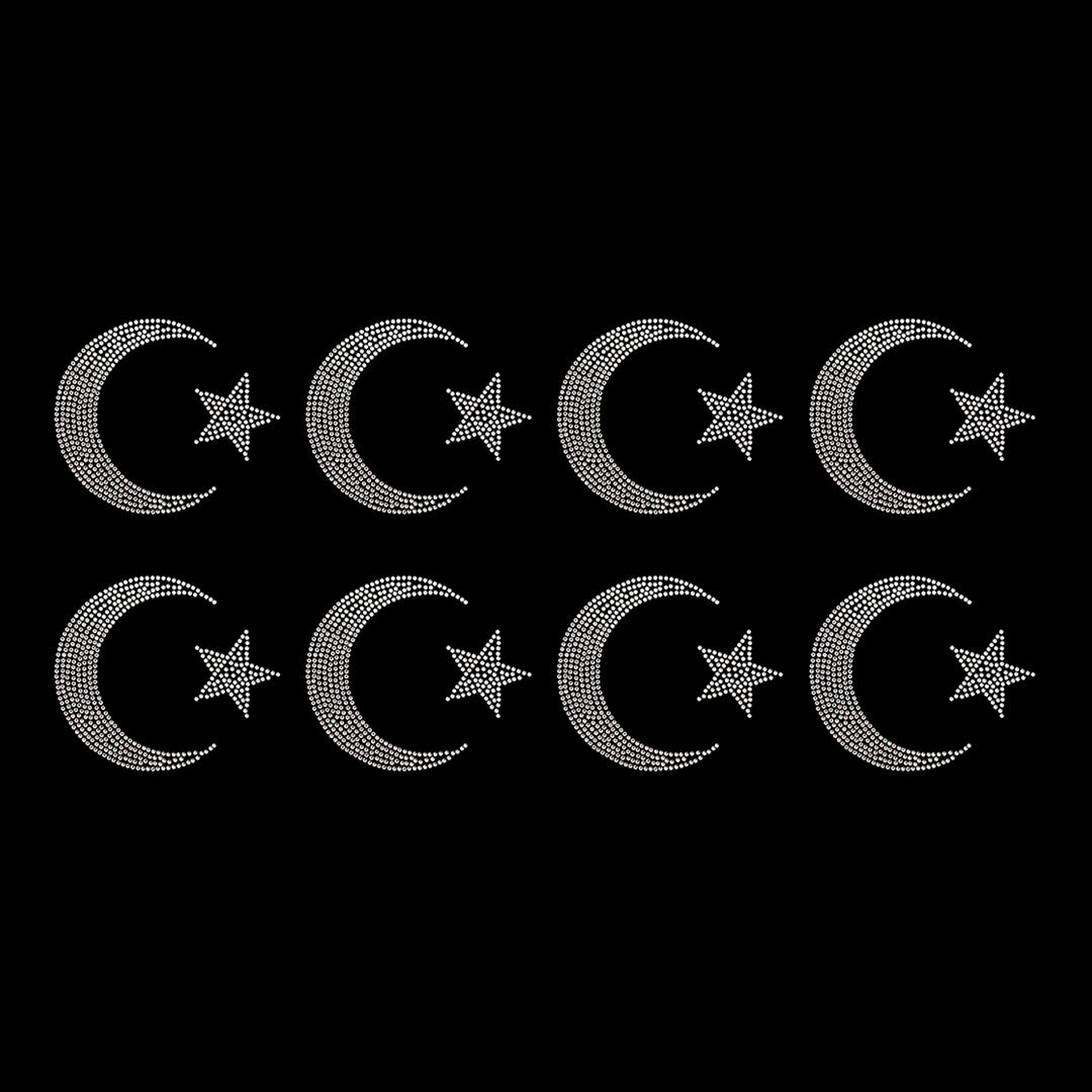 Plantilla 8 Unidades Aplique Luna Estrella Strass