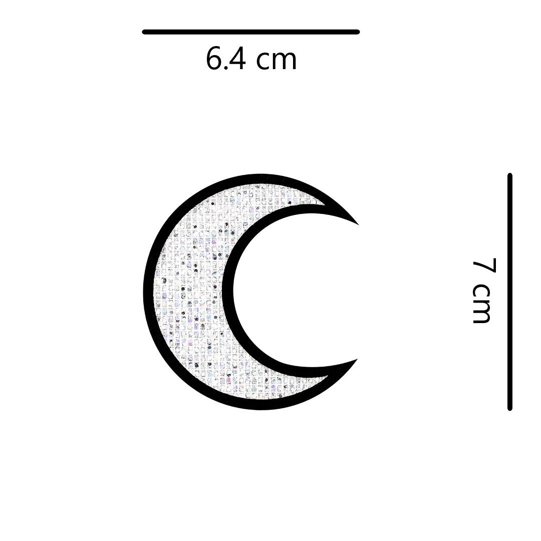 5 Unidades Parche Luna Plateada Pequeña Microlentejuelas BY DELUXE Chile