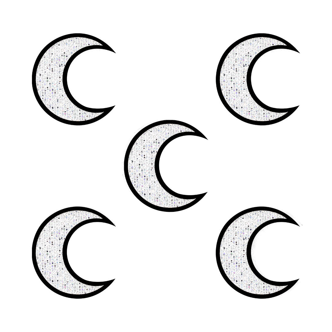5 Unidades Parche Luna Plateada Pequeña Microlentejuelas BY DELUXE Chile