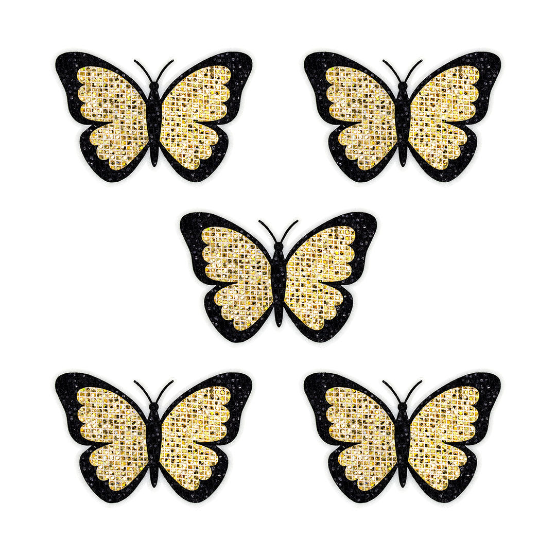 5 Unidades Parche Mariposa Dorada Pequeña Microlentejuelas BY DELUXE Chile