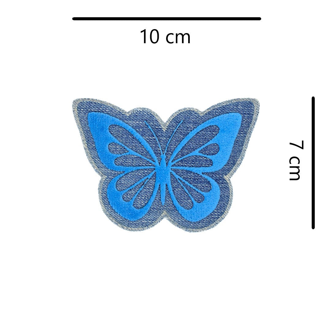 5 Unidades Parche Mariposa Azul Felpa Jean Vintage