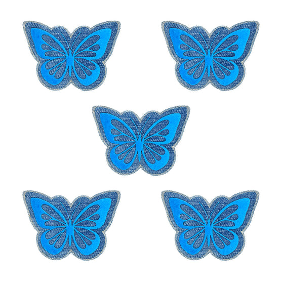 5 Unidades Parche Mariposa Azul Felpa Jean Vintage