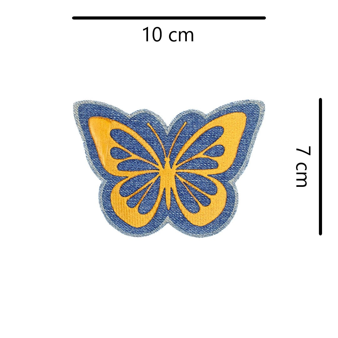 5 Unidades Parche Mariposa Mostaza Felpa Jean Vintage