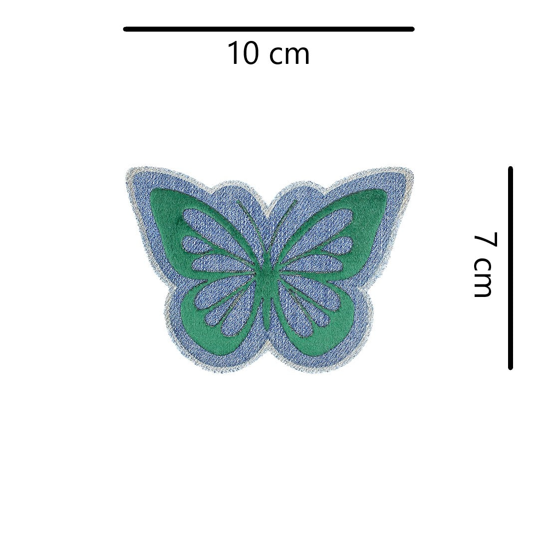5 Unidades Parche Mariposa Verde Felpa Jean Vintage