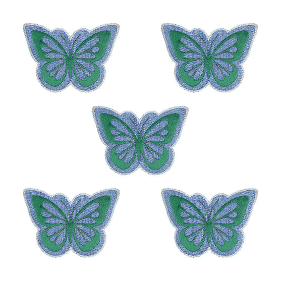 5 Unidades Parche Mariposa Verde Felpa Jean Vintage