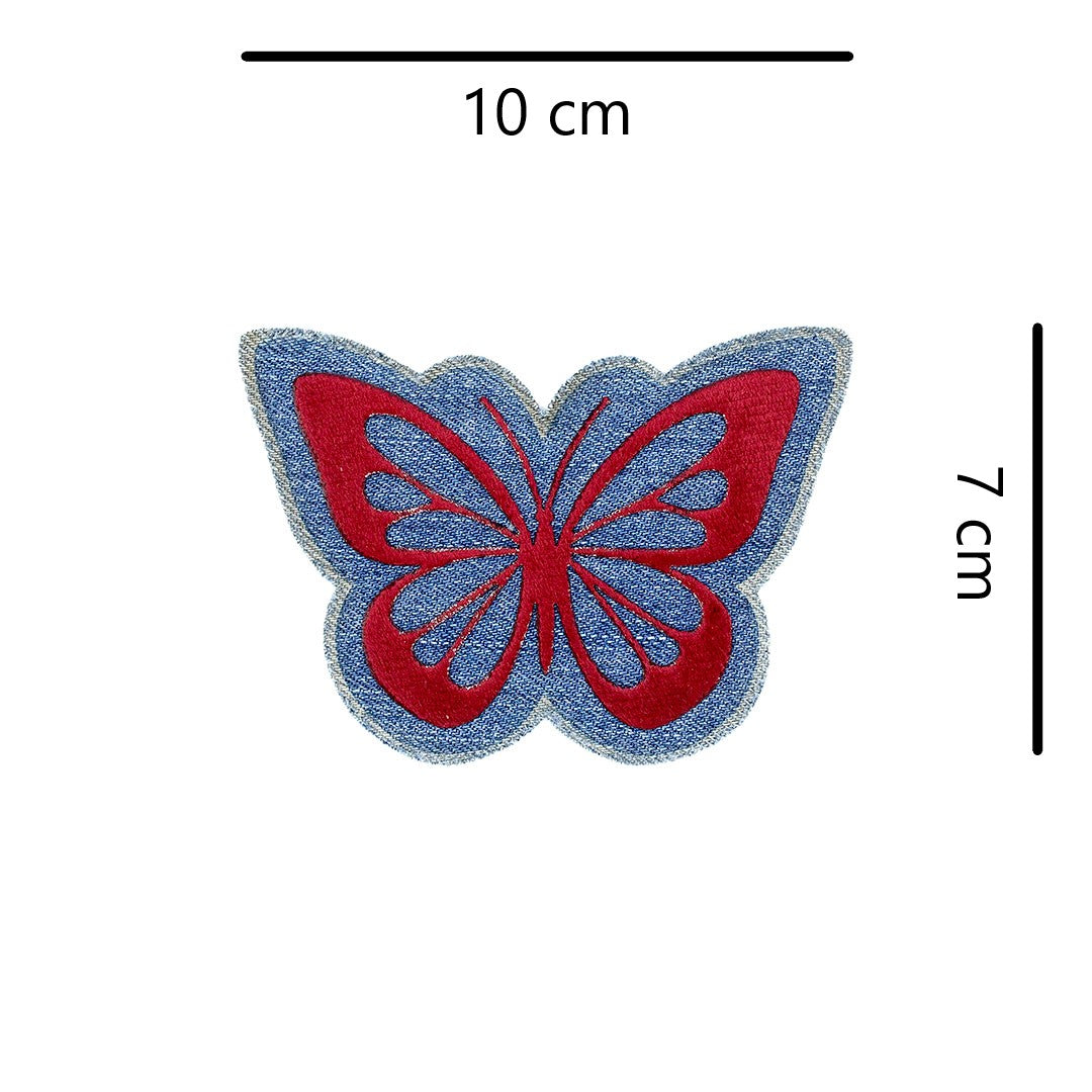 5 Unidades Parche Mariposa Roja Felpa Jean Vintage