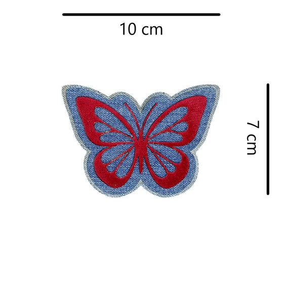 5 Unidades Parche Mariposa Roja Felpa Jean Vintage
