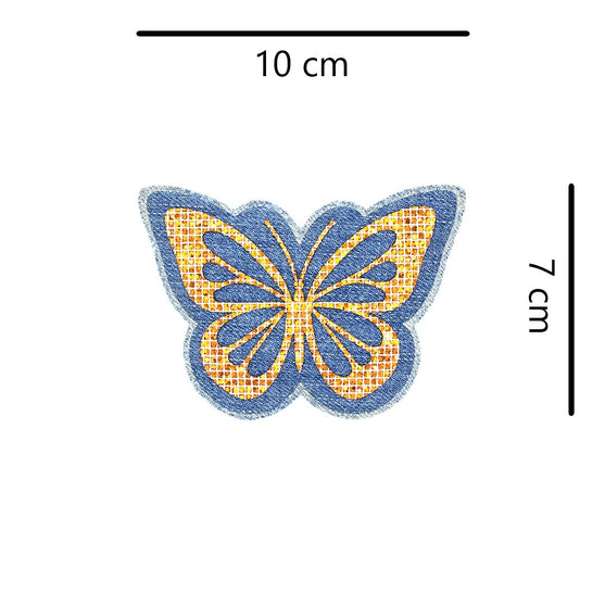 5 Unidades Parche Mariposa Bronce Microlentejuelas Jean Vintage