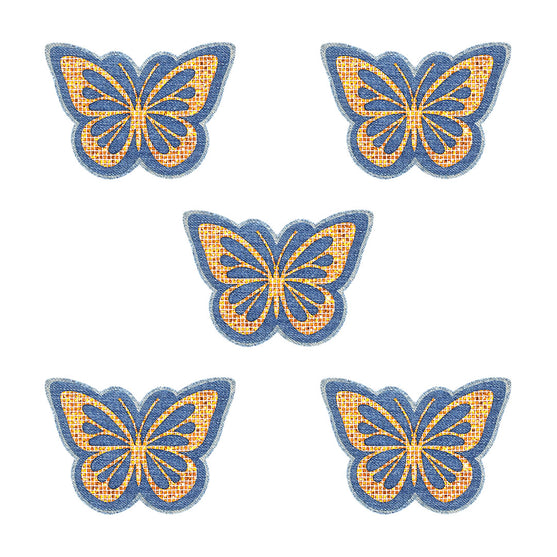 5 Unidades Parche Mariposa Bronce Microlentejuelas Jean Vintage