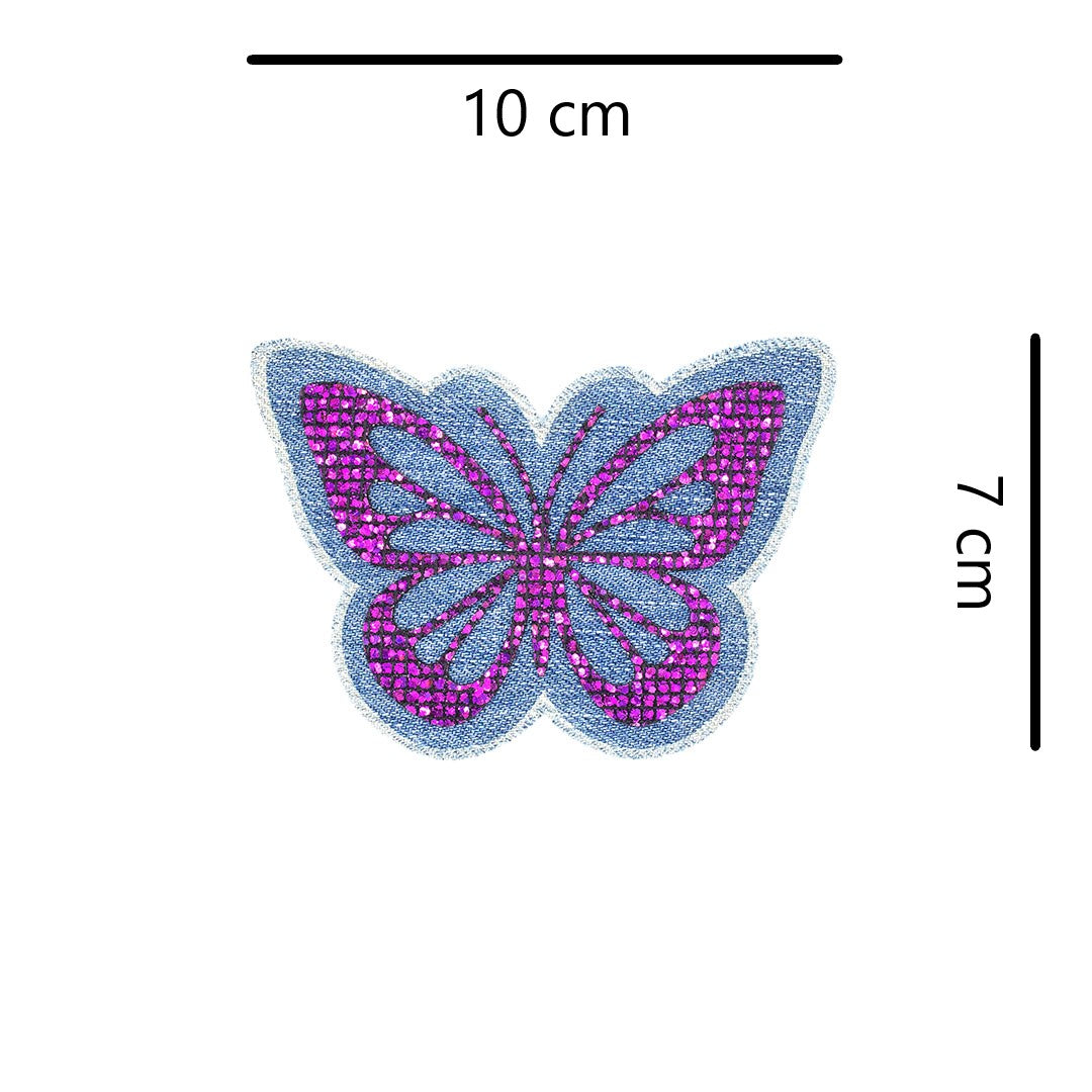 5 Unidades Parche Mariposa Purpura Microlentejuelas Jean Vintage