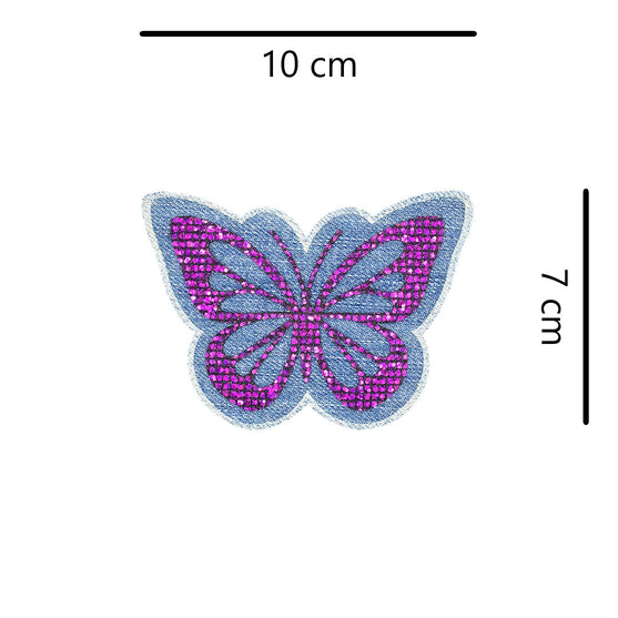 5 Unidades Parche Mariposa Purpura Microlentejuelas Jean Vintage