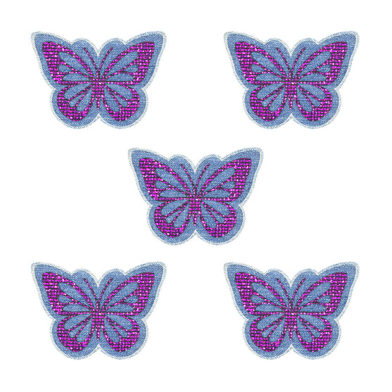 5 Unidades Parche Mariposa Purpura Microlentejuelas Jean Vintage