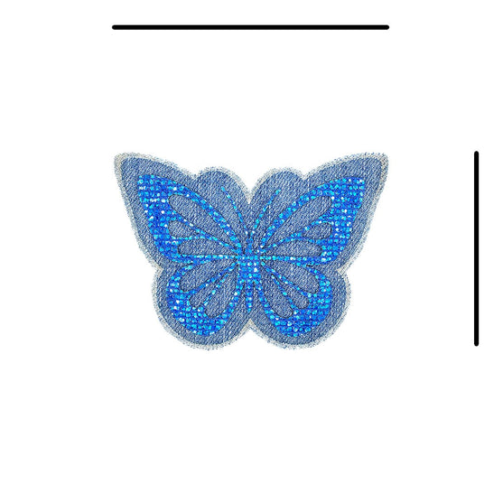 5 Unidades Parche Mariposa Azul Microlentejuelas Jean Vintage