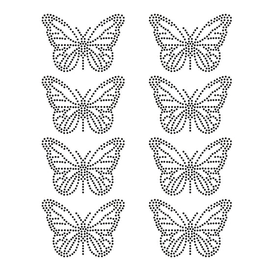 Plantilla 8 Unidades Aplique Mariposa Negra Pequeña Strass