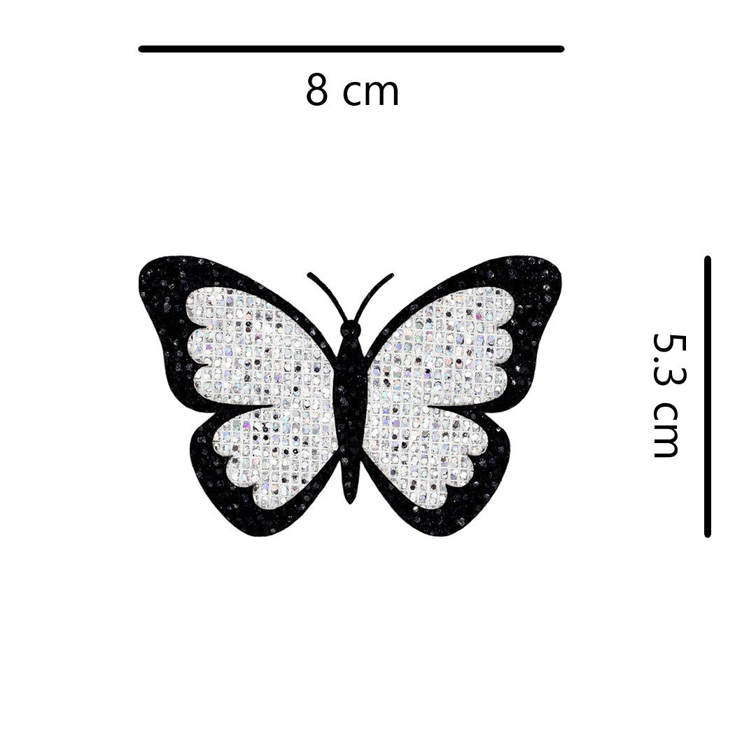 5 Unidades Parche Mariposa Plateada Pequeña Microlentejuelas Sin Borde BY DELUXE Chile