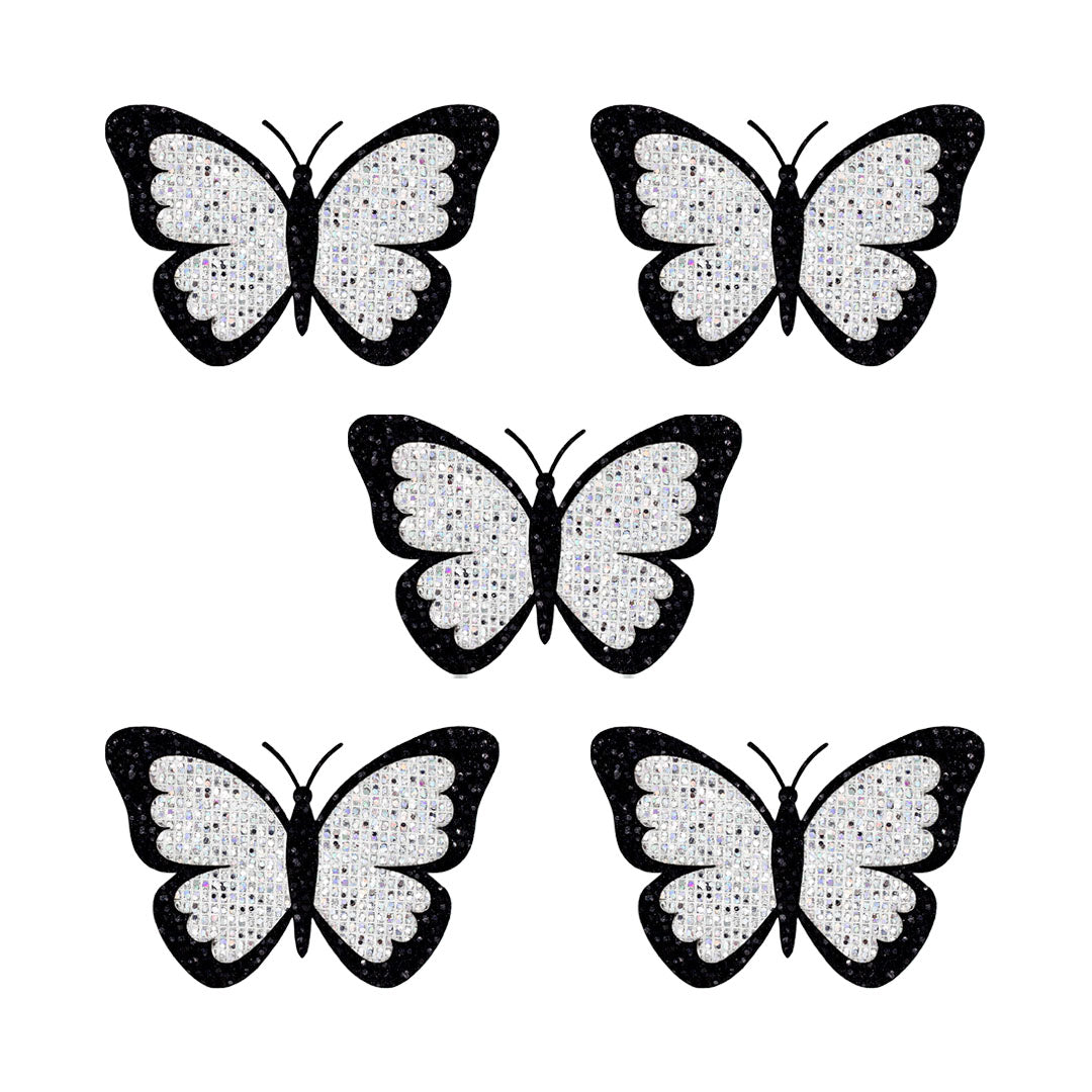 5 Unidades Parche Mariposa Plateada Pequeña Microlentejuelas Sin Borde BY DELUXE Chile