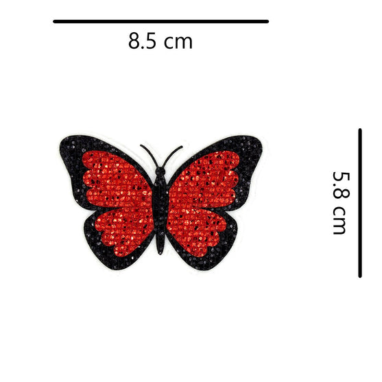 5 Unidades Parche Mariposa Roja Pequeña Microlentejuelas BY DELUXE Chile