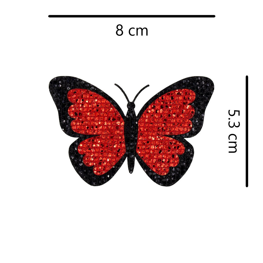 5 Unidades Parche Mariposa Roja Pequeña Microlentejuelas Sin Borde BY DELUXE Chile