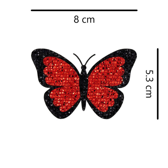 5 Unidades Parche Mariposa Roja Pequeña Microlentejuelas Sin Borde BY DELUXE Chile