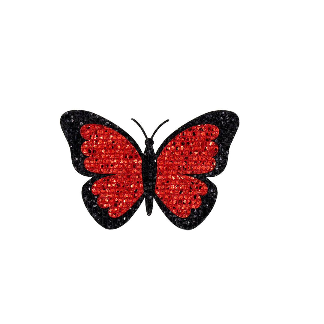 5 Unidades Parche Mariposa Roja Pequeña Microlentejuelas Sin Borde BY DELUXE Chile