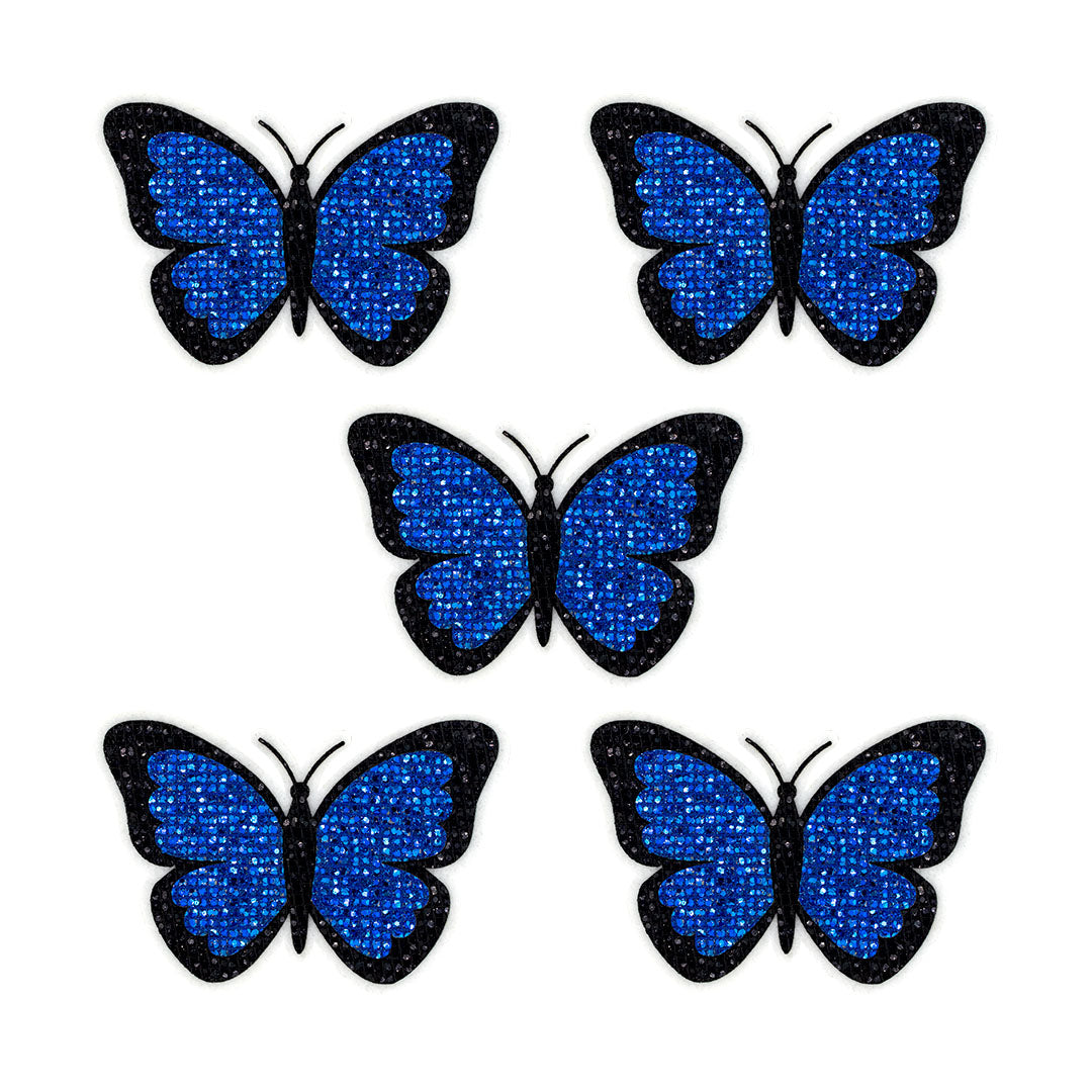 5 Unidades Parche Mariposa Azul Pequeña Microlentejuelas BY DELUXE Chile