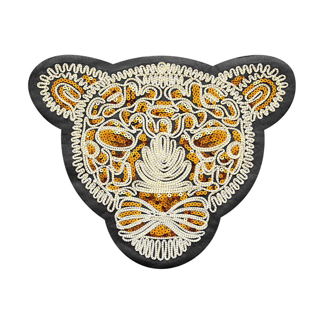 Parche Leopardo Dorado Bordado Lentejuelas BY DELUXE Chile