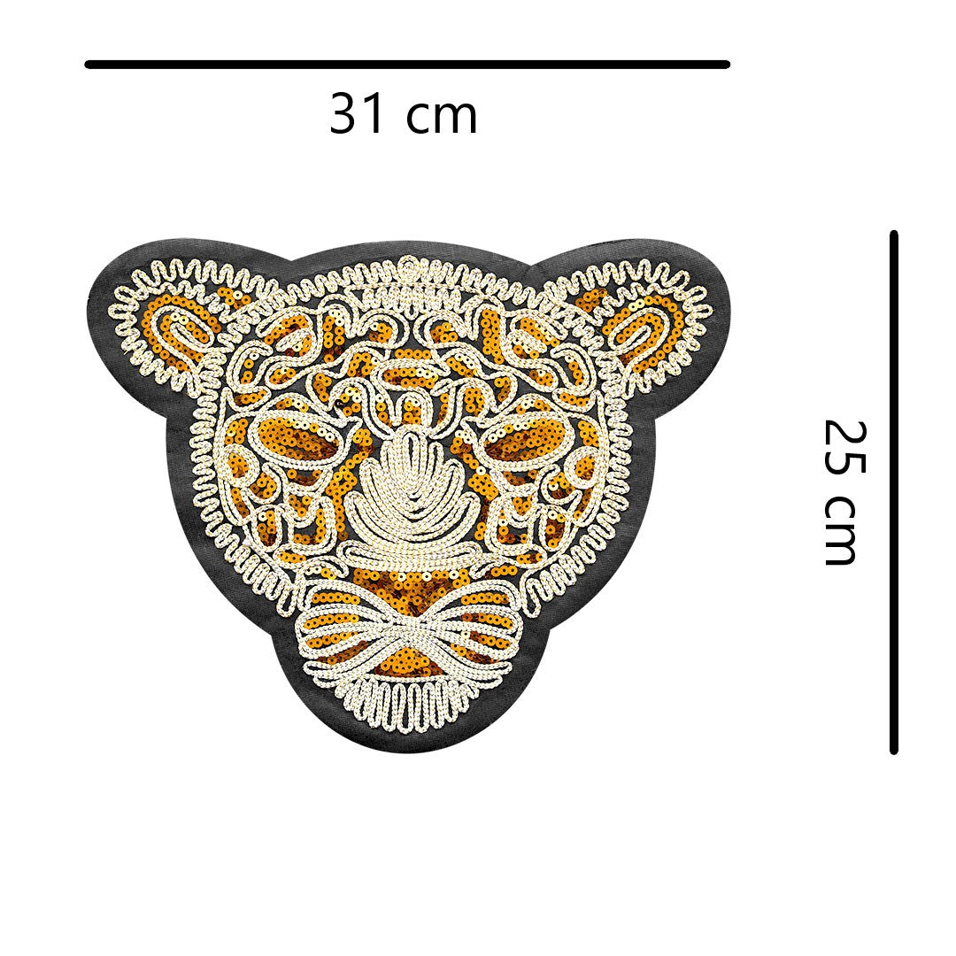 Parche Leopardo Dorado Bordado Lentejuelas BY DELUXE Chile