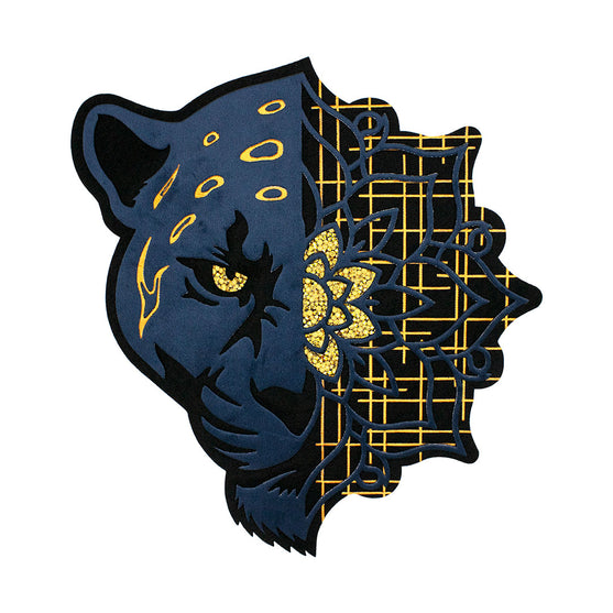 Parche Pantera Mandala Cristales Dorados