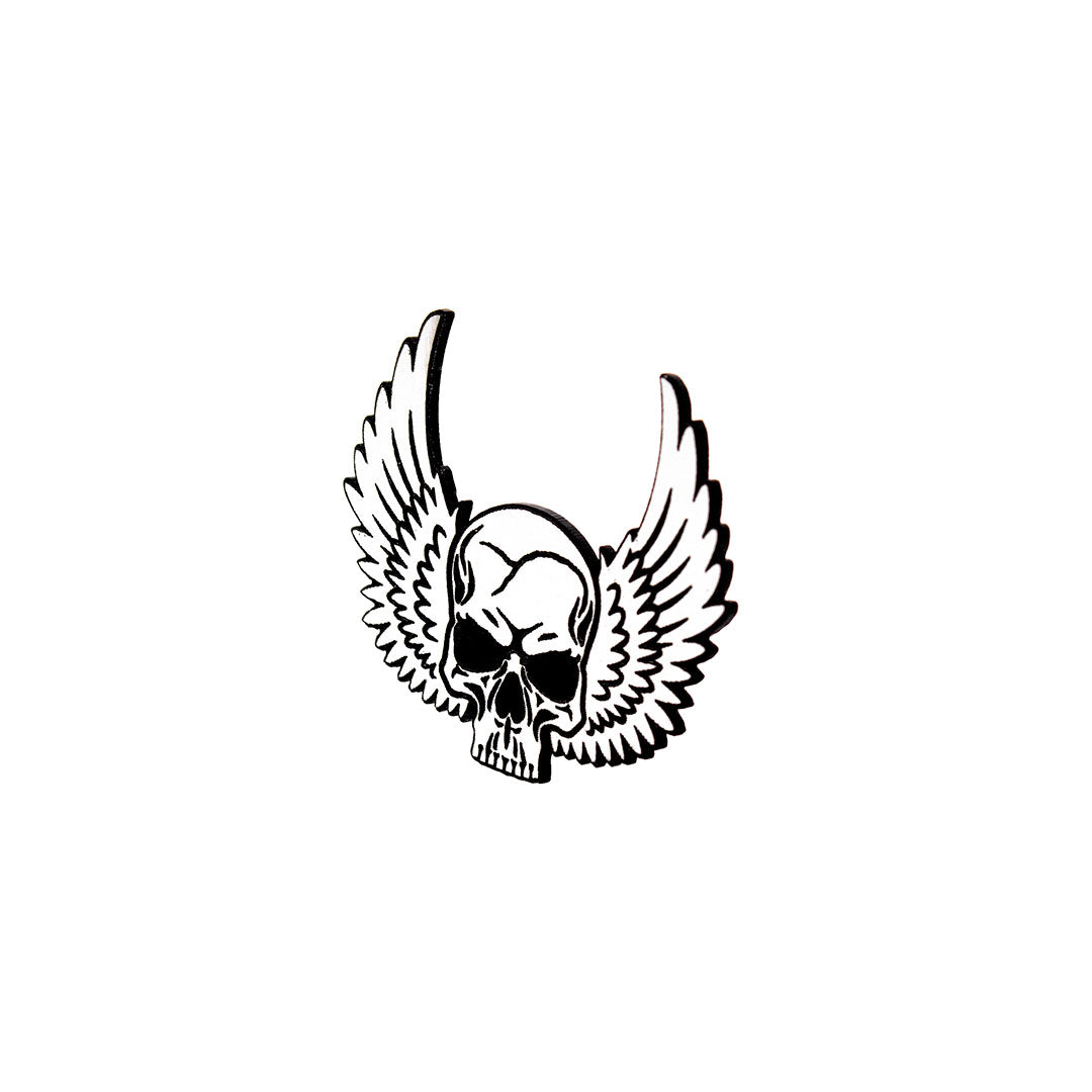 Pin Alas Calavera Plateada Acrílico
