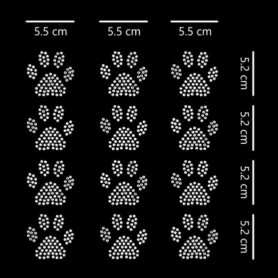 Plantilla 12 Unidades Aplique Huellitas Strass