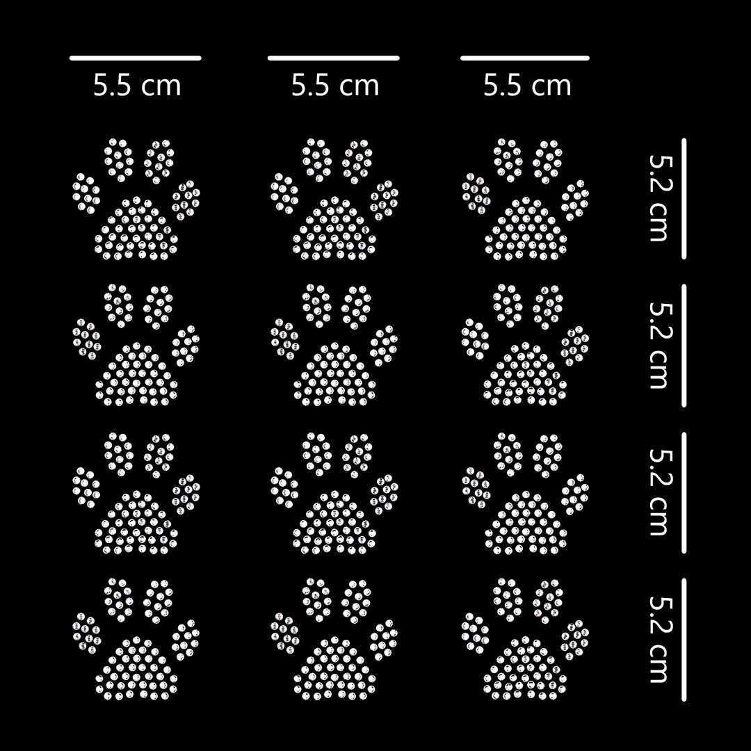 Plantilla 12 Unidades Aplique Huellitas Strass