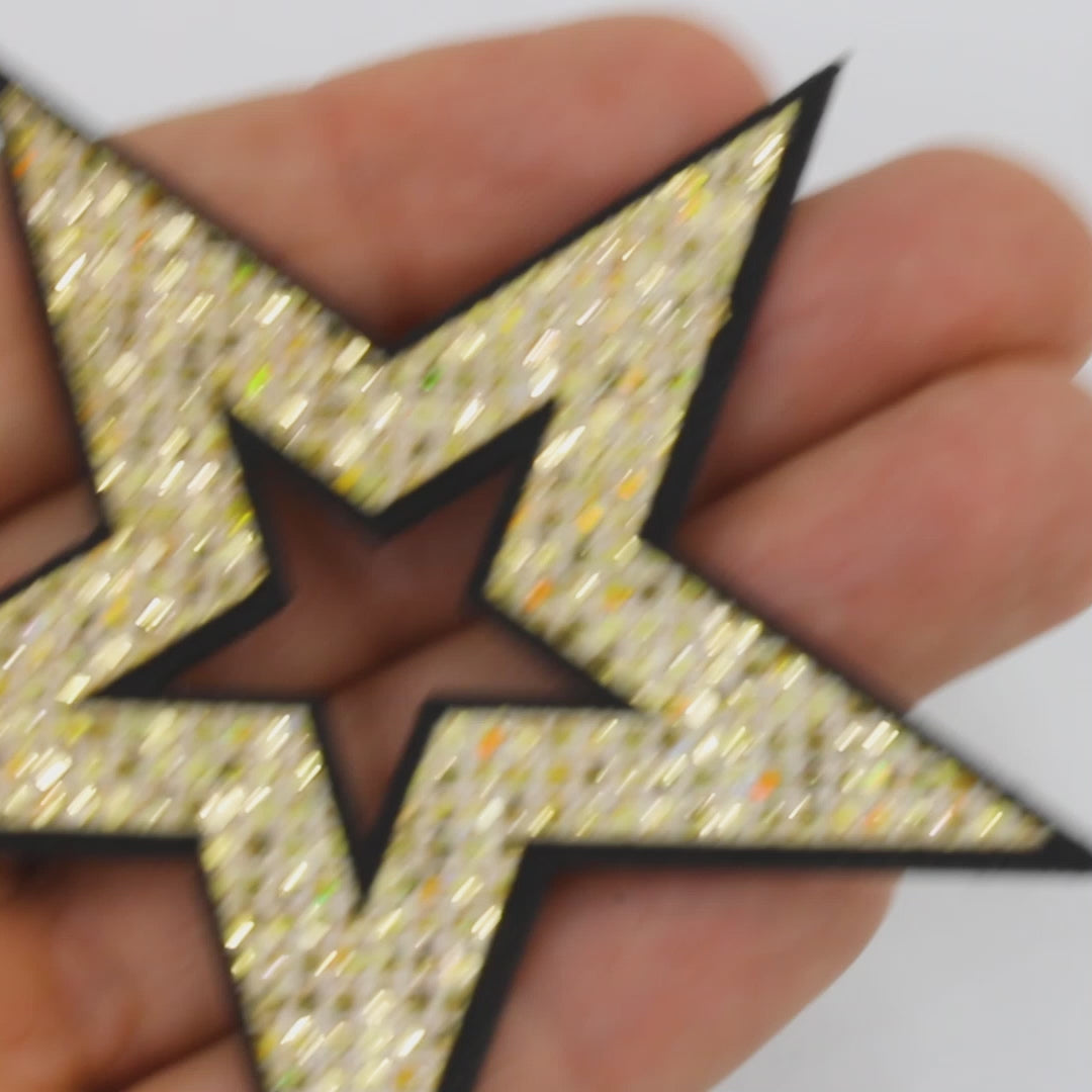 5 Unidades Parche Estrella Dorada Perforada Microlentejuelas BY DELUXE Chile