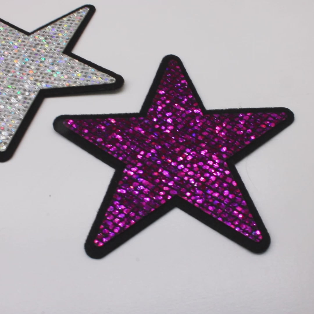 5 Unidades Parche Estrella Negra Pequeña Microlentejuelas BY DELUXE Chile