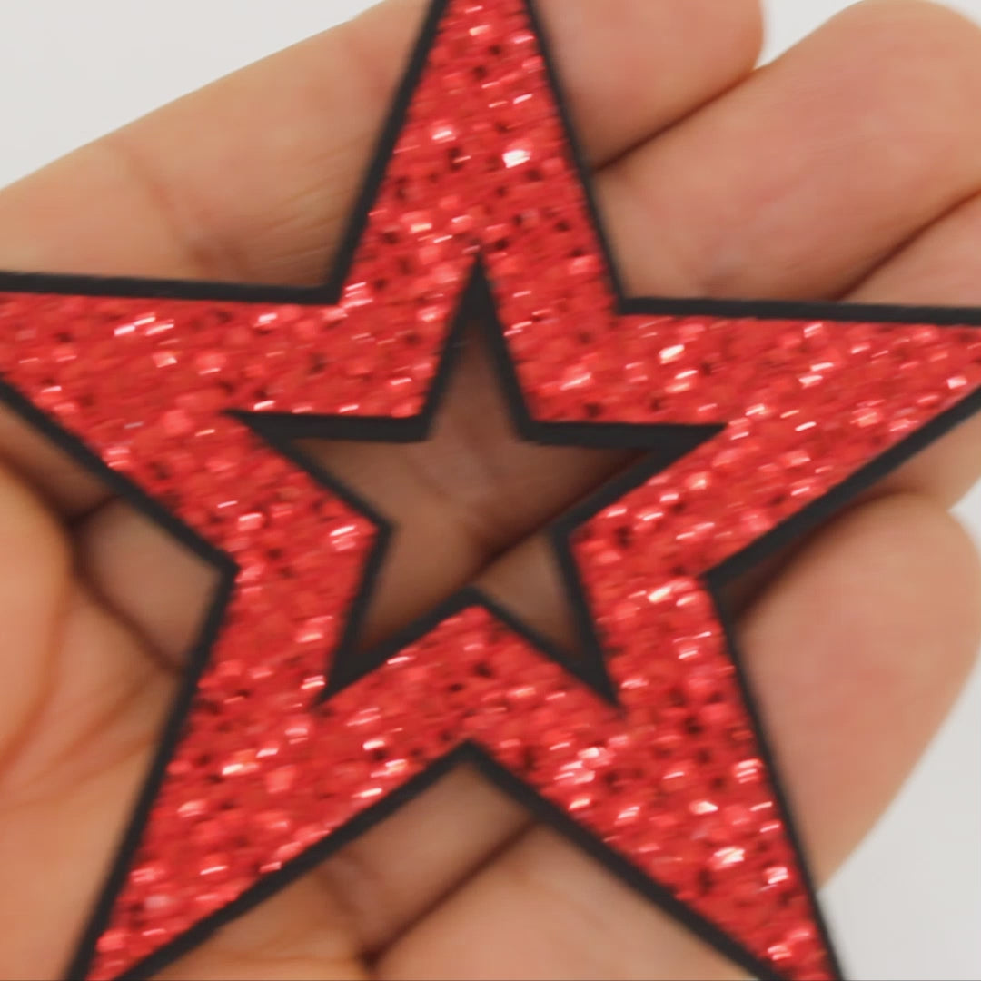 5 Unidades Parche Estrella Roja Perforada Microlentejuelas BY DELUXE Chile