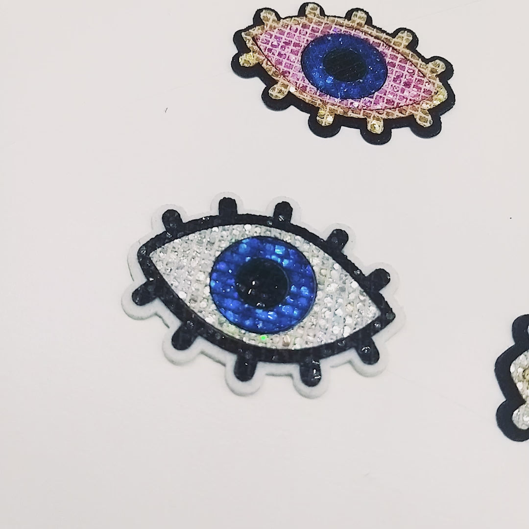 10 Unidades Parche Ojo Turco Negro Plateado MIniatura Microlentejuelas BY DELUXE Chile