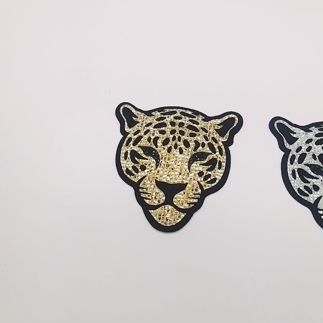 5 Unidades Parche Leopardo Plateado Pequeño Microlentejuelas BY DELUXE Chile