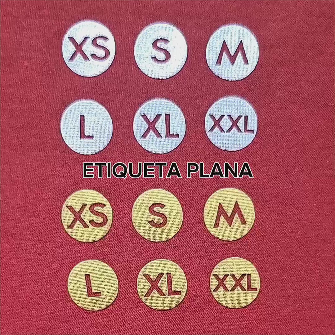 100 Unidades Etiqueta Talla Textil Plateado Brillante