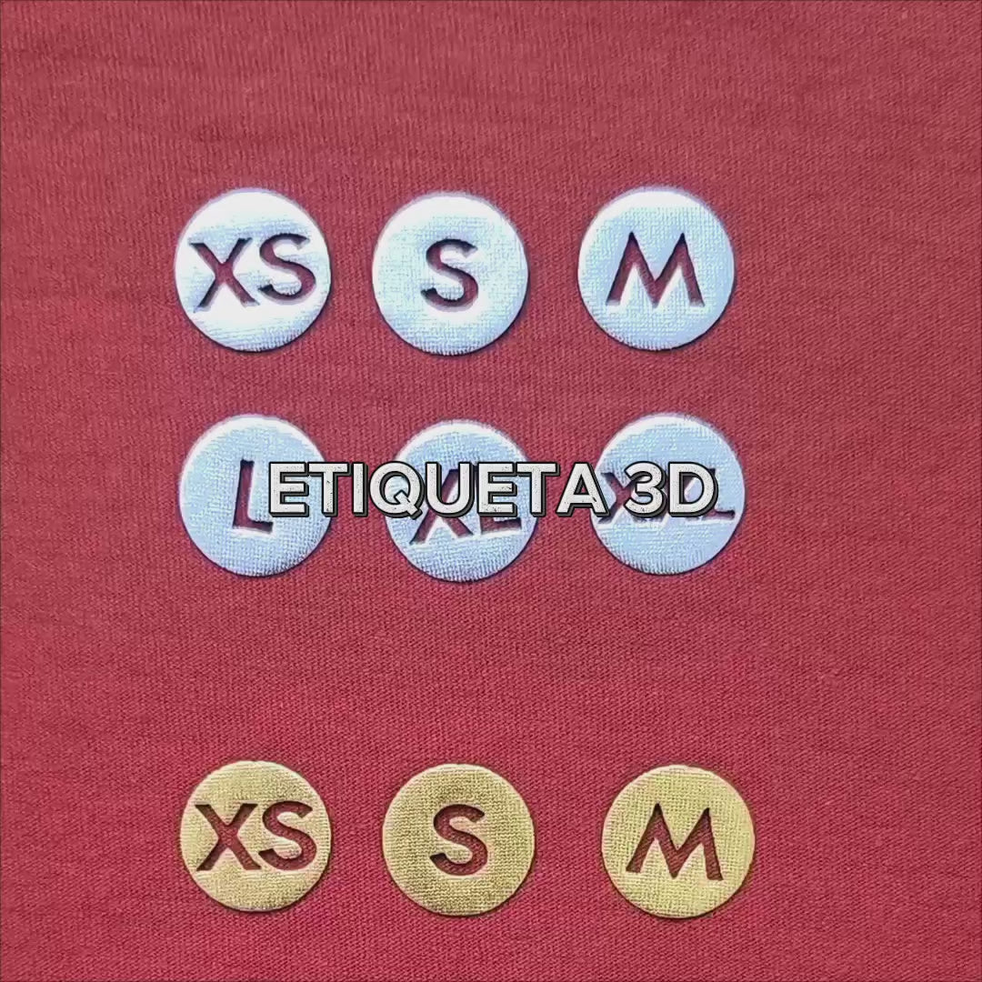 100 Unidades Etiqueta Talla Textil Plateado Brillante